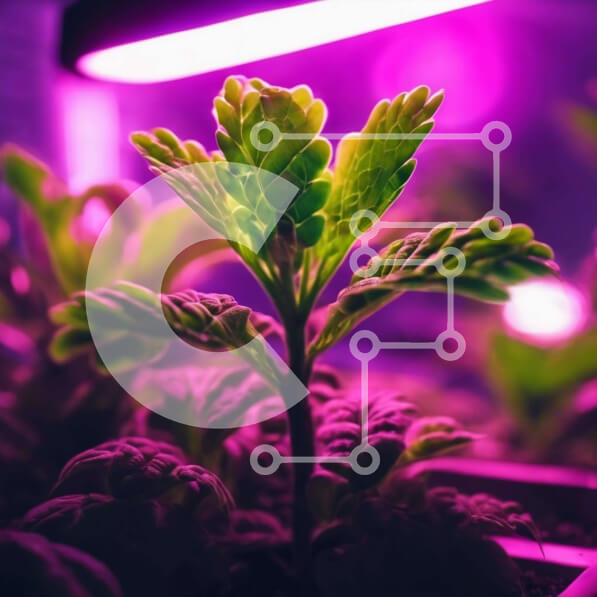 Intra Συλλεκτικό Ξύλινο Παζλ Plywood  4mm - Εσωτερικό φυτό θερμοκηπίου κάτω από μωβ φθορίζοντα φώτα Σε Ξύλινο Κουτί - Διαστάσεις Puzzle: 10x10 cm – 25 κομμάτια