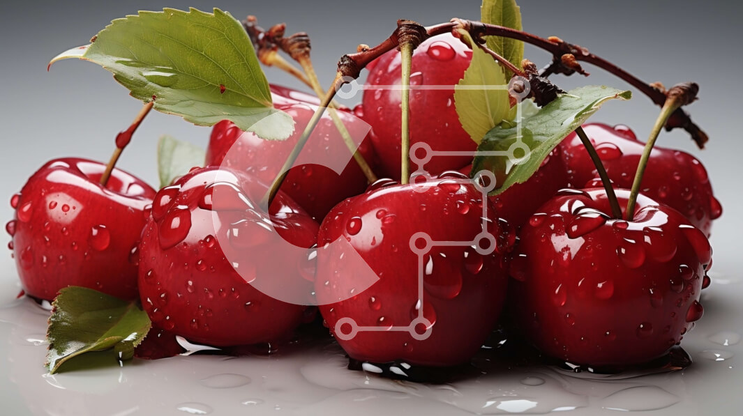 Σετ των 2 Intra Συλλεκτικό Ξύλινο Παζλ Plywood  4mm - Φρέσκα και ζουμερά κόκκινα κεράσια με σταγονίδια νερού Σε Ξύλινο Κουτί - Διαστάσεις: 10x10 cm – 25 κομμάτια