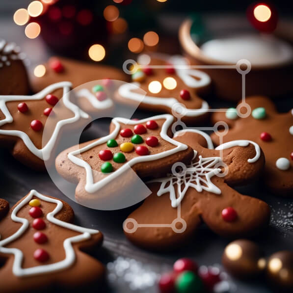 Σετ των 2 Intra Συλλεκτικό Ξύλινο Παζλ Plywood  4mm - Λαχταριστά μπισκότα μελόψωμο με γιορτινή διακόσμηση Σε Ξύλινο Κουτί - Διαστάσεις: 10x10 cm – 25 κομμάτια