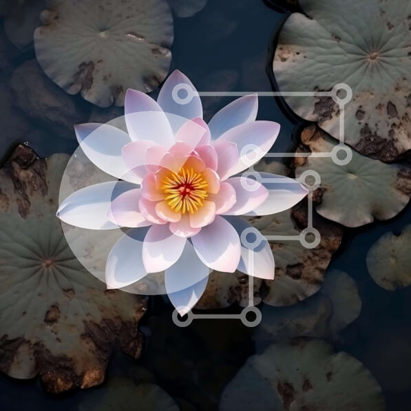 Intra Συλλεκτικό Ξύλινο Παζλ Plywood  4mm - Ροζ νούφαρο σε λίμνη με πράσινα φύλλα Σε Ξύλινο Κουτί - Διαστάσεις: 10x10 cm – 25 κομμάτια