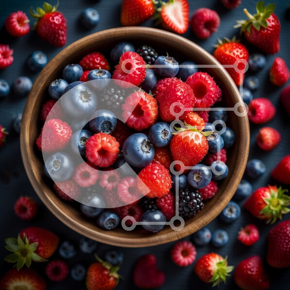 Σετ των 2 Intra Συλλεκτικό Ξύλινο Παζλ Plywood  4mm - Ζωντανό μπολ με φρέσκα μούρα σε σκούρο φόντο Σε Ξύλινο Κουτί - Διαστάσεις: 10x10 cm – 25 κομμάτια