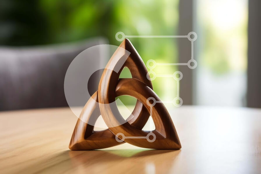 Intra Συλλεκτικό Ξύλινο Παζλ Plywood  4mm - Ξύλινο σύμβολο τριάδας στο τραπέζι Σε Ξύλινο Κουτί - Διαστάσεις Puzzle: 10x10 cm – 25 κομμάτια