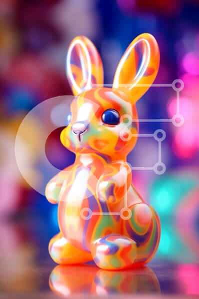 Intra Συλλεκτικό Ξύλινο Παζλ Plywood  4mm - Πολύχρωμο παιχνίδι λαγουδάκι στο τραπέζι με διακοσμήσεις Σε Ξύλινο Κουτί - Διαστάσεις: 10x10 cm – 25 κομμάτια