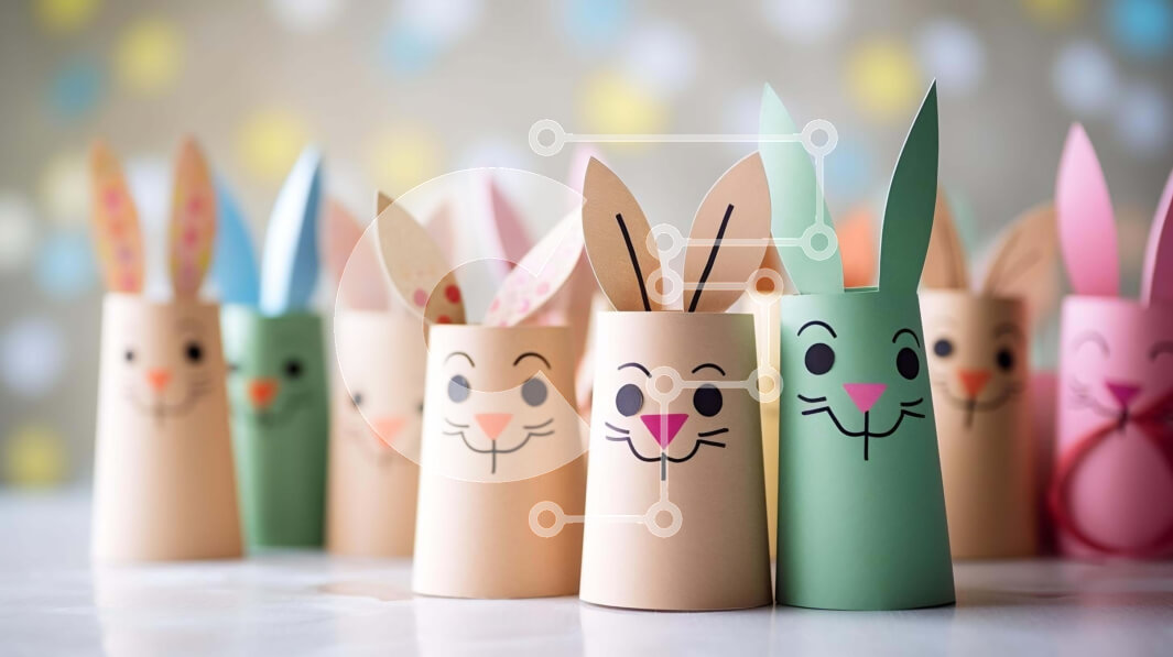 Intra Συλλεκτικό Ξύλινο Παζλ Plywood  4mm - Χειροτεχνίες λαγουδάκι με θέμα το Πάσχα με ρολά από χαρτί υγείας Σε Ξύλινο Κουτί - Διαστάσεις Puzzle: 10x10 cm – 25 κομμάτια