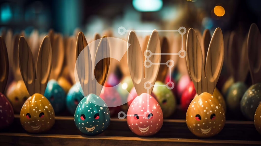 Intra Συλλεκτικό Ξύλινο Παζλ Plywood  4mm - Πολύχρωμα Ξύλινα Αυτιά λαγουδάκι για πασχαλινά πάρτι Σε Ξύλινο Κουτί - Διαστάσεις: 10x10 cm – 25 κομμάτια