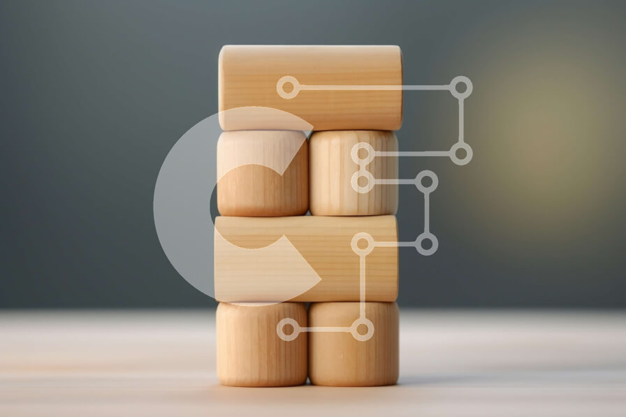 Intra Συλλεκτικό Ξύλινο Παζλ Plywood  4mm - Ξύλινος πύργος μπλοκ με τέσσερα τετράγωνα σε ξύλινο τραπέζι Σε Ξύλινο Κουτί - Διαστάσεις: 10x10 cm – 25 κομμάτια