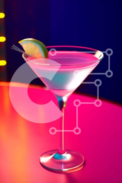 Σετ των 2 Intra Συλλεκτικό Ξύλινο Παζλ Plywood  4mm - Ροζ ποτήρι Martini με φέτα πορτοκαλιού και πολύχρωμα φώτα Σε Ξύλινο Κουτί - Διαστάσεις: 10x10 cm – 25 κομμάτια