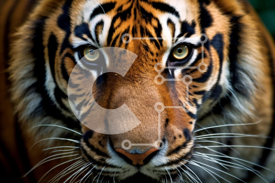 Σετ των 2 Intra Συλλεκτικό Ξύλινο Παζλ Plywood  4mm - Εκπληκτική εικόνα μιας άγριας τίγρης με ριγέ γούνα Σε Ξύλινο Κουτί - Διαστάσεις: 10x10 cm – 25 κομμάτια