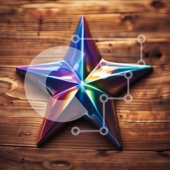 Intra Συλλεκτικό Ξύλινο Παζλ Plywood  4mm - Ζωντανό αστέρι από διαφορετικά υλικά σε ξύλινη επιφάνεια Σε Ξύλινο Κουτί - Διαστάσεις: 10x10 cm – 25 κομμάτια