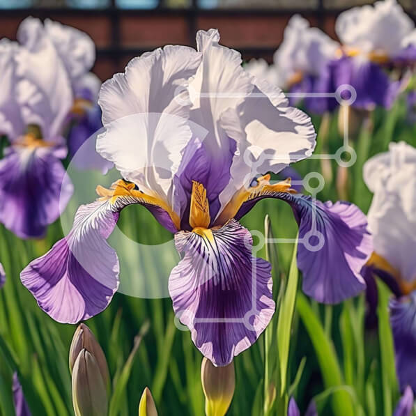 Intra Συλλεκτικό Ξύλινο Παζλ Plywood  4mm - Ομάδα ανθισμένες ίριδες στο γρασίδι Σε Ξύλινο Κουτί - Διαστάσεις: 10x10 cm – 25 κομμάτια