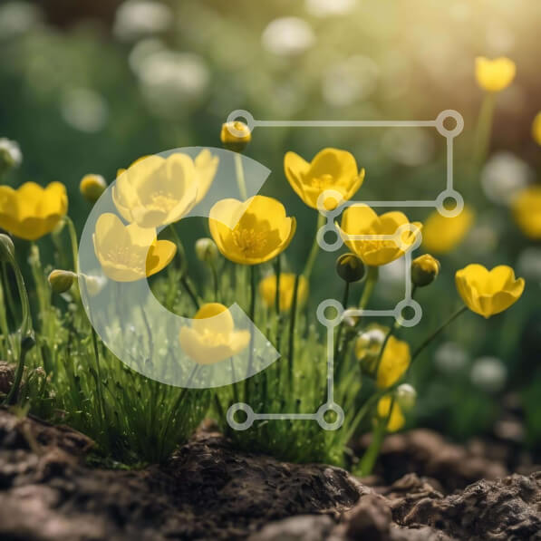 Intra Συλλεκτικό Ξύλινο Παζλ Plywood  4mm - Ομάδα μικρών κίτρινων λουλουδιών Σε Ξύλινο Κουτί - Διαστάσεις: 10x10 cm – 25 κομμάτια