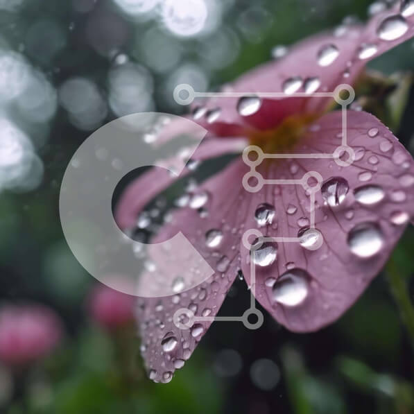 Intra Συλλεκτικό Ξύλινο Παζλ Plywood  4mm - Ροζ λουλούδι με σταγονίδια νερού Σε Ξύλινο Κουτί - Διαστάσεις: 10x10 cm – 25 κομμάτια