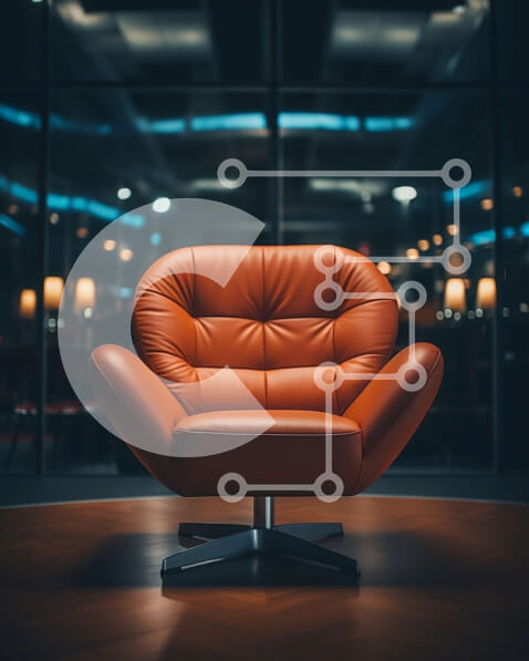 Intra Συλλεκτικό Ξύλινο Παζλ Plywood  4mm - Κομψή και μοντέρνα δερμάτινη καρέκλα σε ένα σκοτεινό δωμάτιο Σε Ξύλινο Κουτί - Διαστάσεις Puzzle: 10x10 cm – 25 κομμάτια