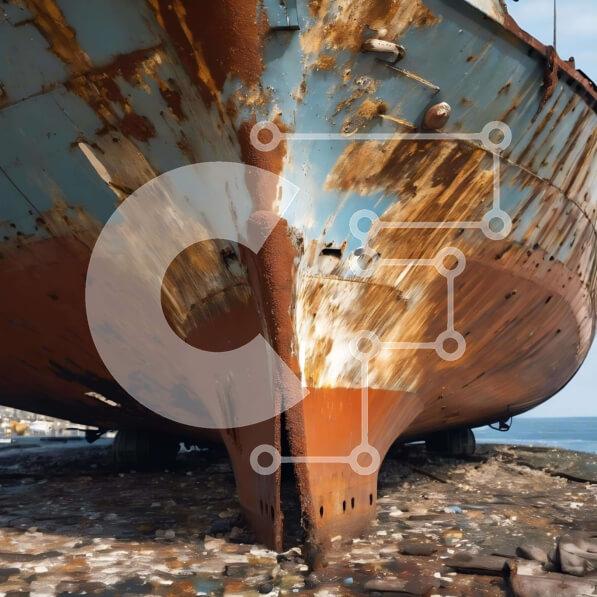 Intra Συλλεκτικό Ξύλινο Παζλ Plywood  4mm - Εγκαταλελειμμένο σκουριασμένο σκάφος στην ακτή Σε Ξύλινο Κουτί - Διαστάσεις: 10x10 cm – 25 κομμάτια