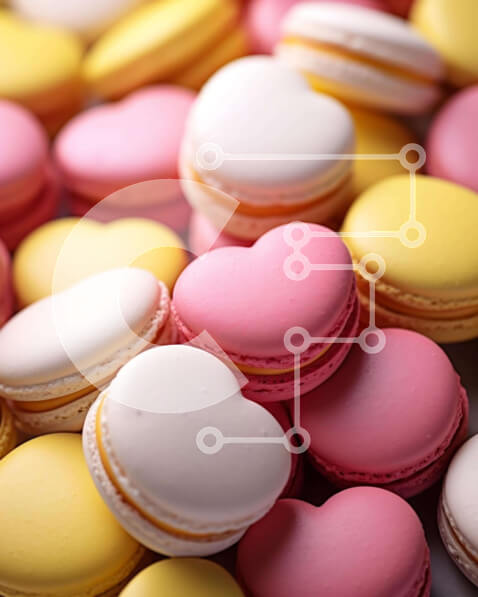 Σετ των 2 Intra Συλλεκτικό Ξύλινο Παζλ Plywood  4mm - Λαχταριστά μακαρόν σε σχήμα καρδιάς σε ροζ, κίτρινο και λευκό Σε Ξύλινο Κουτί - Διαστάσεις: 10x10 cm – 25 κομμάτια