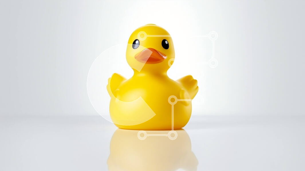 Intra Συλλεκτικό Ξύλινο Παζλ Plywood  4mm - Χαμογελαστό παιχνίδι πάπιας σε άσπρο φόντο Σε Ξύλινο Κουτί - Διαστάσεις: 10x10 cm – 25 κομμάτια