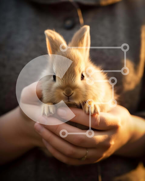 Σετ των 2 Intra Συλλεκτικό Ξύλινο Παζλ Plywood  4mm - Αξιολάτρευτο καφέ κουνέλι που κρατιέται στα χέρια Σε Ξύλινο Κουτί - Διαστάσεις: 10x10 cm – 25 κομμάτια