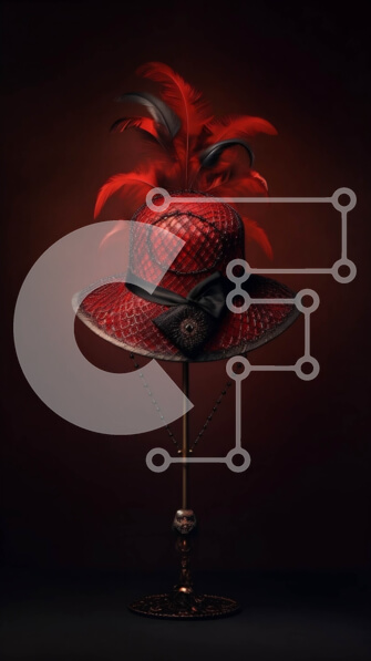 Intra Συλλεκτικό Ξύλινο Παζλ Plywood  4mm - Κομψό κόκκινο καπέλο με φτερό διακόσμηση Σε Ξύλινο Κουτί - Διαστάσεις Puzzle: 10x10 cm – 25 κομμάτια