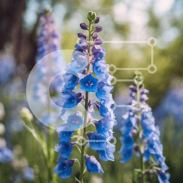 Intra Συλλεκτικό Ξύλινο Παζλ Plywood  4mm - Μπλε λουλούδια στο δάσος Σε Ξύλινο Κουτί - Διαστάσεις: 10x10 cm – 25 κομμάτια