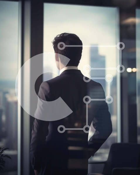 Intra Συλλεκτικό Ξύλινο Παζλ Plywood  4mm - Επιχειρηματίας που απολαμβάνει τη θέα στην πόλη από το παράθυρο Σε Ξύλινο Κουτί - Διαστάσεις Puzzle: 10x10 cm – 25 κομμάτια