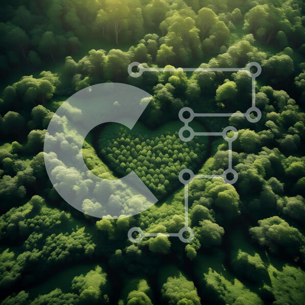 Intra Συλλεκτικό Ξύλινο Παζλ Plywood  4mm - Αεροφωτογραφία του δάσους σε σχήμα καρδιάς Σε Ξύλινο Κουτί - Διαστάσεις: 10x10 cm – 25 κομμάτια