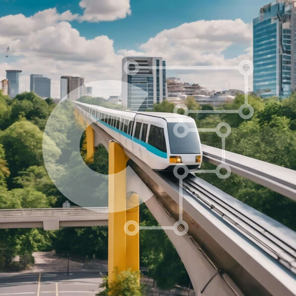 Intra Συλλεκτικό Ξύλινο Παζλ Plywood  4mm - Τρένο του μετρό της πόλης στις πίστες Trestle Σε Ξύλινο Κουτί - Διαστάσεις Puzzle: 10x10 cm – 25 κομμάτια