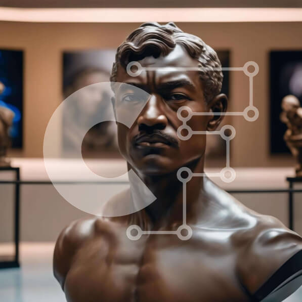 Intra Συλλεκτικό Ξύλινο Παζλ Plywood  4mm - Προτομή ενός άνδρα σε έκθεση σε Πινακοθήκη ή Μουσείο Σε Ξύλινο Κουτί - Διαστάσεις Puzzle: 10x10 cm – 25 κομμάτια