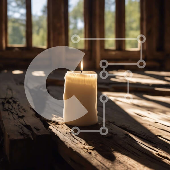 Intra Συλλεκτικό Ξύλινο Παζλ Plywood  4mm - Μοναχικό κερί σε εγκαταλελειμμένο κτήριο Σε Ξύλινο Κουτί - Διαστάσεις Puzzle: 10x10 cm – 25 κομμάτια