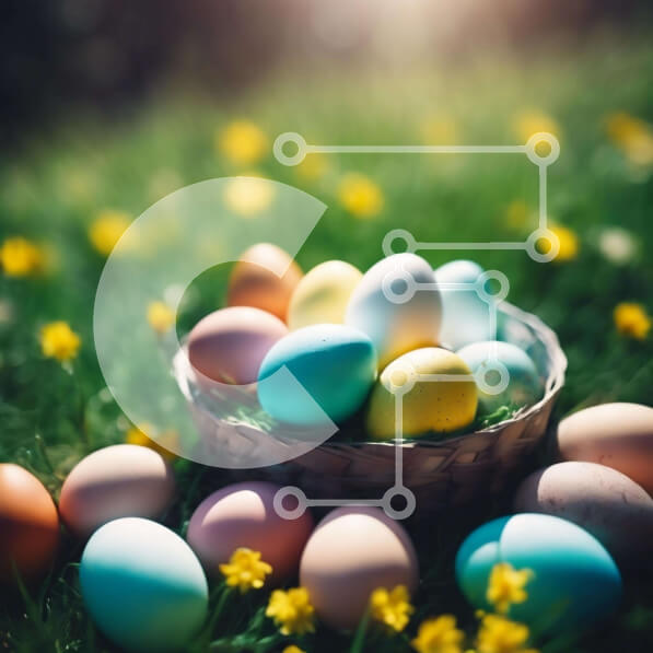 Intra Συλλεκτικό Ξύλινο Παζλ Plywood  4mm - Πολύχρωμο καλάθι πασχαλινών αυγών με κίτρινα λουλούδια Σε Ξύλινο Κουτί - Διαστάσεις: 10x10 cm – 25 κομμάτια