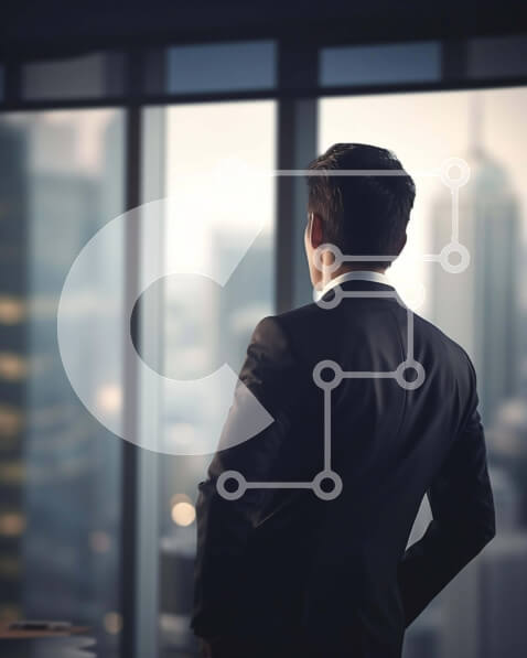 Intra Συλλεκτικό Ξύλινο Παζλ Plywood  4mm - Επιχειρηματίας που θαυμάζει το αστικό τοπίο από το ανοιχτό παράθυρο Σε Ξύλινο Κουτί - Διαστάσεις Puzzle: 10x10 cm – 25 κομμάτια