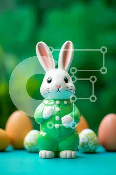 Intra Συλλεκτικό Ξύλινο Παζλ Plywood  4mm - Ειδώλιο λαγουδάκι του Πάσχα με πράσινα αυγά Σε Ξύλινο Κουτί - Διαστάσεις: 10x10 cm – 25 κομμάτια