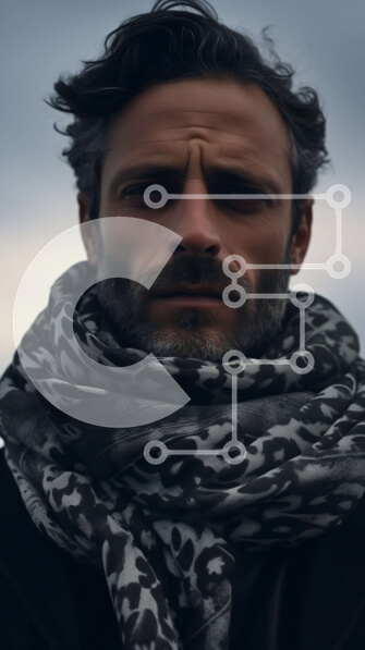 Intra Συλλεκτικό Ξύλινο Παζλ Plywood  4mm - Πορτρέτο ενός σοβαρού άνδρα με μαύρο σακάκι και λεοπάρ μαντήλι Σε Ξύλινο Κουτί - Διαστάσεις Puzzle: 10x10 cm – 25 κομμάτια