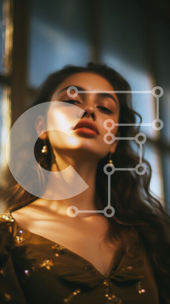 Intra Συλλεκτικό Ξύλινο Παζλ Plywood  4mm - Ονειρική εικόνα μιας γυναίκας με χρυσό φόρεμα Σε Ξύλινο Κουτί - Διαστάσεις Puzzle: 10x10 cm – 25 κομμάτια