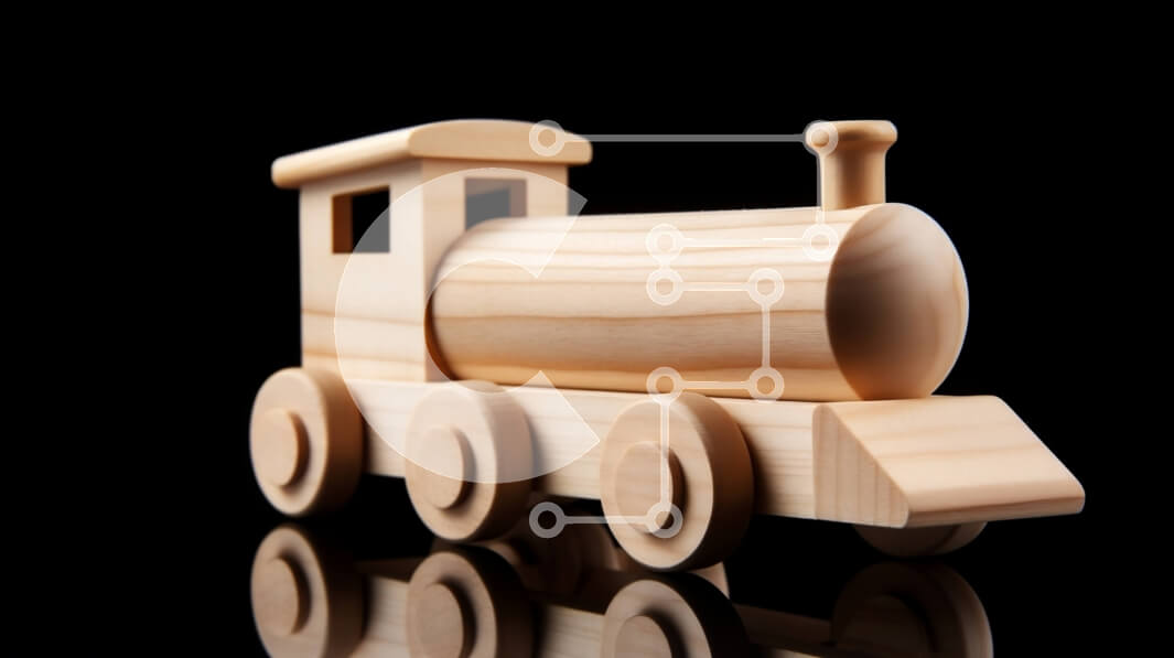 Intra Συλλεκτικό Ξύλινο Παζλ Plywood  4mm - Αξιολάτρευτο ξύλινο τρένο παιχνιδιών σε μαύρο φόντο Σε Ξύλινο Κουτί - Διαστάσεις Puzzle: 10x10 cm – 25 κομμάτια