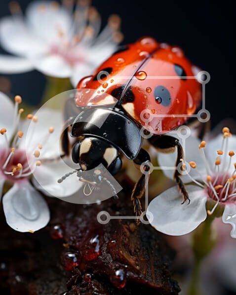 Intra Συλλεκτικό Ξύλινο Παζλ Plywood  4mm - Όμορφη εικόνα της πασχαλίτσας σε κλαδί με λευκά λουλούδια Σε Ξύλινο Κουτί - Διαστάσεις: 10x10 cm – 25 κομμάτια