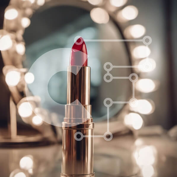 Σετ των 2 Intra Συλλεκτικό Ξύλινο Παζλ Plywood  4mm - Γυαλιστερό κόκκινο κραγιόν στο τραπέζι με αντανάκλαση καθρέφτη Σε Ξύλινο Κουτί - Διαστάσεις: 10x10 cm – 25 κομμάτια