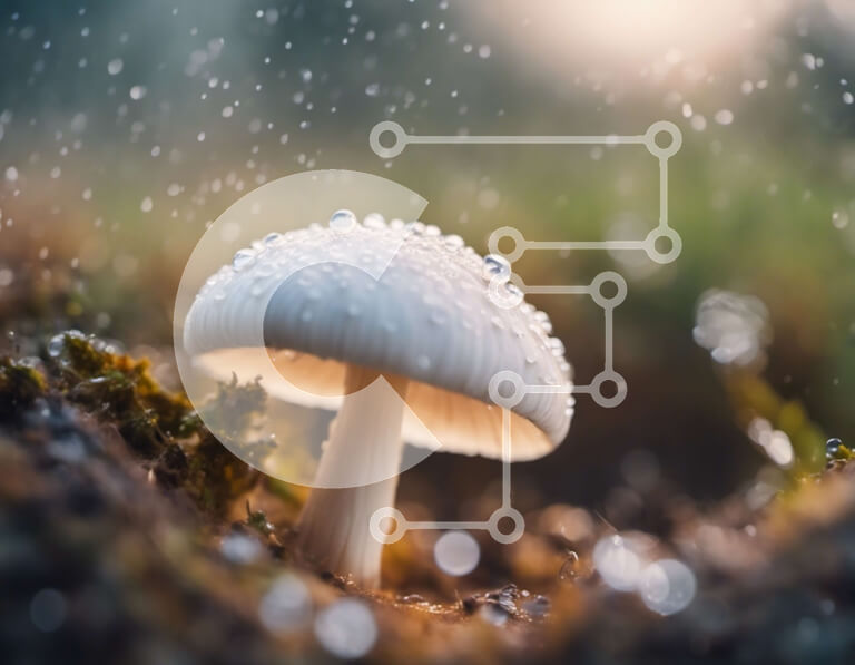 Intra Συλλεκτικό Ξύλινο Παζλ Plywood  4mm - Λευκό μανιτάρι με σταγονίδια νερού Σε Ξύλινο Κουτί - Διαστάσεις: 10x10 cm – 25 κομμάτια