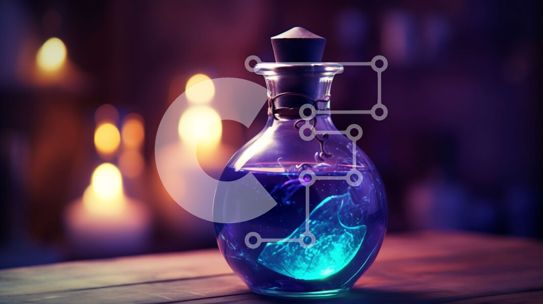 Intra Συλλεκτικό Ξύλινο Παζλ Plywood  4mm - Εκπληκτική εικόνα μπλε υγρού σε γυάλινο μπουκάλι με φελλό Σε Ξύλινο Κουτί - Διαστάσεις: 10x10 cm – 25 κομμάτια