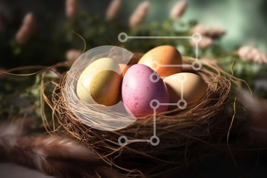 Intra Συλλεκτικό Ξύλινο Παζλ Plywood  4mm - Φωλιά με πολύχρωμα αυγά - Μια ανοιξιάτικη απόλαυση Σε Ξύλινο Κουτί - Διαστάσεις: 10x10 cm – 25 κομμάτια