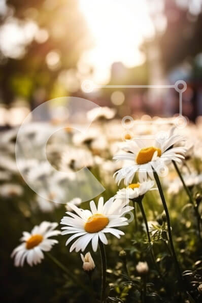 Σετ των 2 Intra Συλλεκτικό Ξύλινο Παζλ Plywood  4mm - Όμορφη εικόνα ενός χωραφιού με λευκές μαργαρίτες σε πλήρη άνθιση Σε Ξύλινο Κουτί - Διαστάσεις: 10x10 cm – 25 κομμάτια