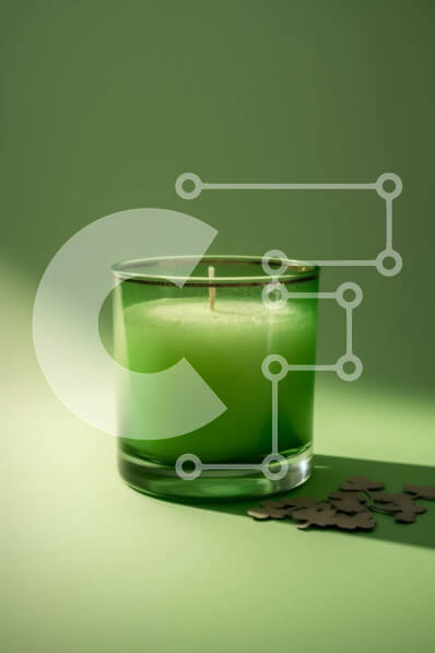 Intra Συλλεκτικό Ξύλινο Παζλ Plywood  4mm - Πράσινο κερί με τριφύλλια - Τέλεια διακόσμηση για την ημέρα του Αγίου Πατρικίου Σε Ξύλινο Κουτί - Διαστάσεις: 10x10 cm – 25 κομμάτια