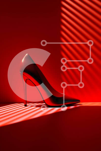 Intra Συλλεκτικό Ξύλινο Παζλ Plywood  4mm - Πανέμορφο κόκκινο ψηλοτάκουνο παπούτσι σε συμπαγές φόντο Σε Ξύλινο Κουτί - Διαστάσεις Puzzle: 10x10 cm – 25 κομμάτια