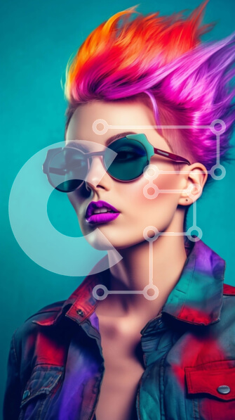 Intra Συλλεκτικό Ξύλινο Παζλ Plywood  4mm - Μόδα πολύχρωμα μαλλιά και γυαλιά ηλίου Σε Ξύλινο Κουτί - Διαστάσεις Puzzle: 10x10 cm – 25 κομμάτια