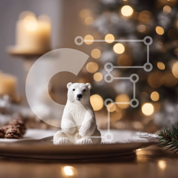 Intra Συλλεκτικό Ξύλινο Παζλ Plywood  4mm - Ειδώλιο λευκής πολικής αρκούδας με στολισμό χριστουγεννιάτικου δέντρου Σε Ξύλινο Κουτί - Διαστάσεις: 10x10 cm – 25 κομμάτια