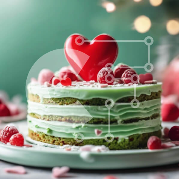 Σετ των 2 Intra Συλλεκτικό Ξύλινο Παζλ Plywood  4mm - Κέικ σε σχήμα καρδιάς με σμέουρα και πράσινο παγωμένο Σε Ξύλινο Κουτί - Διαστάσεις: 10x10 cm – 25 κομμάτια