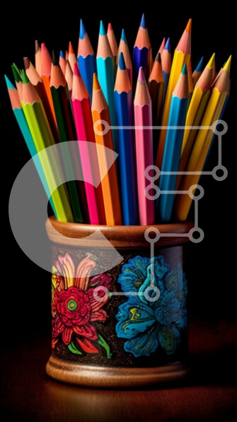 Intra Συλλεκτικό Ξύλινο Παζλ Plywood  4mm - Πολύχρωμη μολυβοθήκη με πολλά χρωματιστά μολύβια Σε Ξύλινο Κουτί - Διαστάσεις: 10x10 cm – 25 κομμάτια