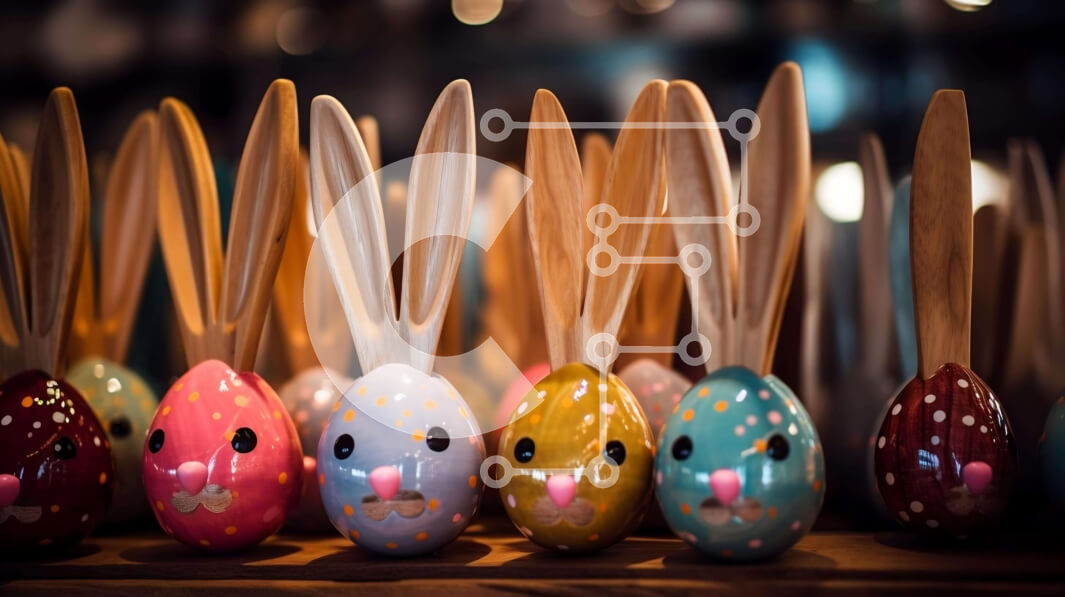 Intra Συλλεκτικό Ξύλινο Παζλ Plywood  4mm - Πολύχρωμα ξύλινα αυγά λαγουδάκι για τον εορτασμό του Πάσχα Σε Ξύλινο Κουτί - Διαστάσεις: 10x10 cm – 25 κομμάτια