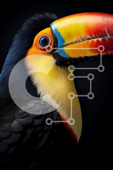 Σετ των 2 Intra Συλλεκτικό Ξύλινο Παζλ Plywood  4mm - Εκπληκτική εικόνα ενός Τουκάν σε ζωηρά χρώματα Σε Ξύλινο Κουτί - Διαστάσεις: 10x10 cm – 25 κομμάτια