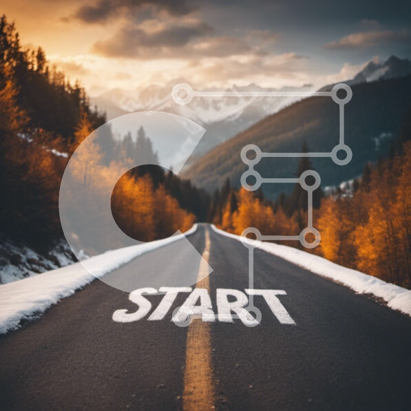 Intra Συλλεκτικό Ξύλινο Παζλ Plywood  4mm - Δρόμος εκκίνησης με βουνά καλυμμένα με χιόνι στο παρασκήνιο Σε Ξύλινο Κουτί - Διαστάσεις Puzzle: 10x10 cm – 25 κομμάτια