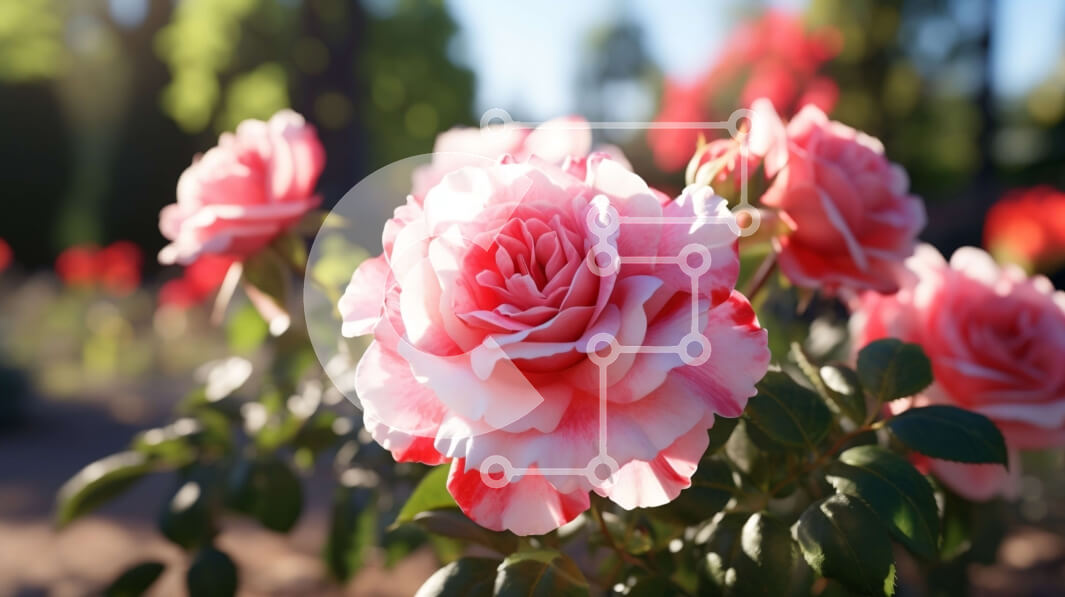 Intra Συλλεκτικό Ξύλινο Παζλ Plywood  4mm - Ζωντανή και όμορφη εικόνα με ροζ τριαντάφυλλα σε πλήρη άνθιση Σε Ξύλινο Κουτί - Διαστάσεις: 10x10 cm – 25 κομμάτια